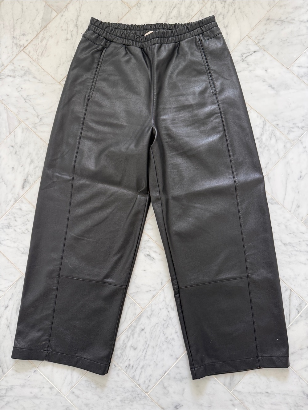 Black Faux Leather Wide-Leg pants